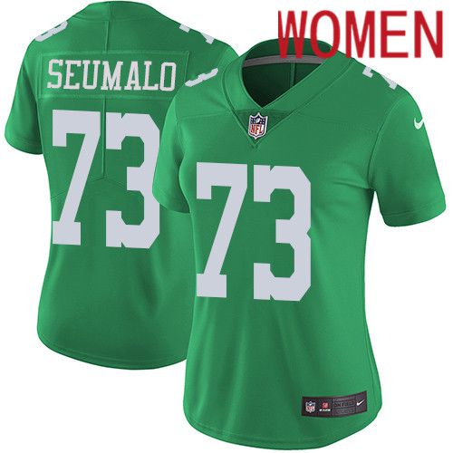 Women Philadelphia Eagles #73 Isaac Seumalo Nike Green Vapor Limited Rush NFL Jersey